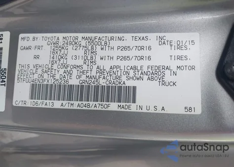 2015 Toyota Tacoma Base V6 from USA, damaged, VIN 5TFUU4EN3FX125236
